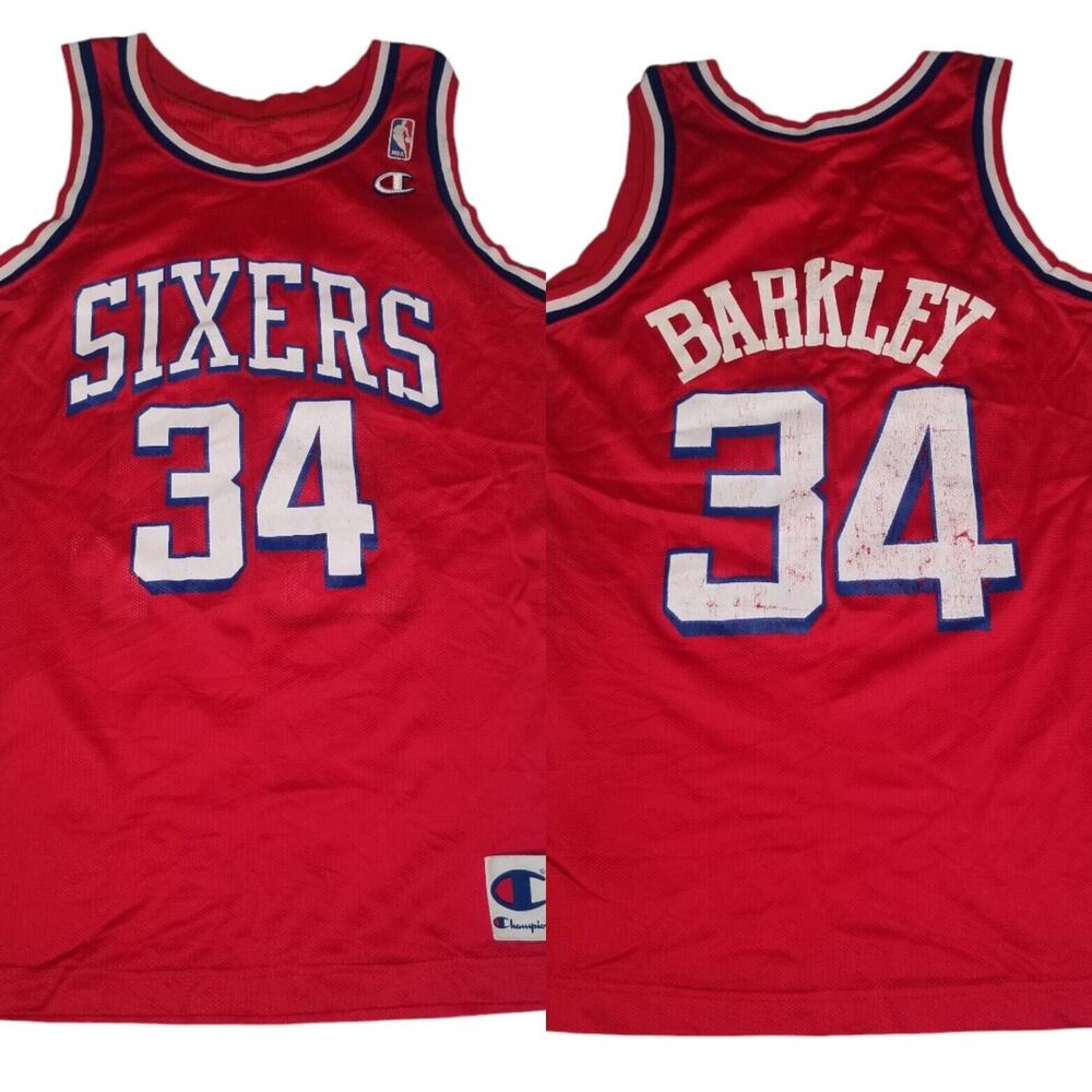 Vtg CHARLES BARKLEY Philadelphia 76ers Sixers 90s Champion authentic jersey 36